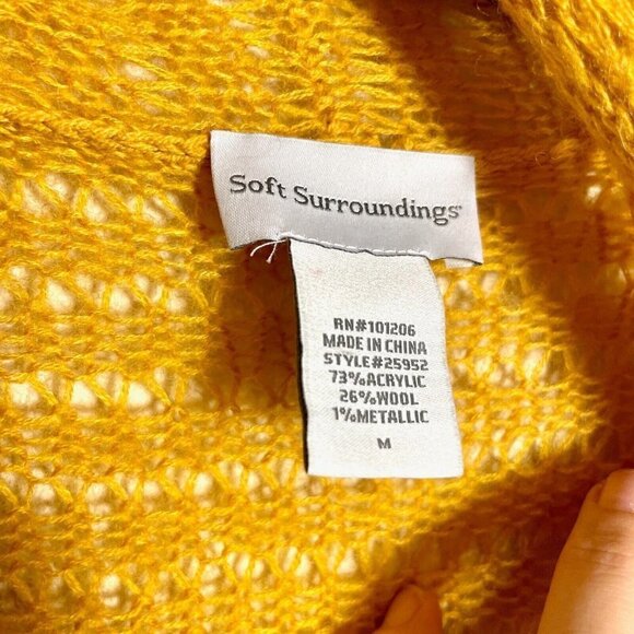 Soft Surroundings Longline Cardigan Sweater Womens M Yellow Open Knit Wool Blend - Picture 4 of 8